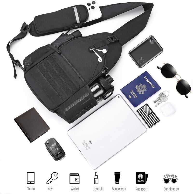 Deyace Mens Sling Bag, Water-Resistant Large Shoulder Bag Small Single Strap Backpack Cross body Bag for Men - Image 3